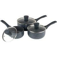 Hobbs Saucepan Set 3 Piece 16/18/20cm Nightfall Stone Non-Stick Free UK