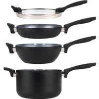 Russell Hobbs Pan Set Stackable 4PC Non-Stick Space Saving Easy Compact Storage
