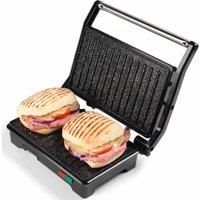 Salter EK2384MG Megastone 2-in-1 Fold-Out Health Grill Panini Maker, 750W, Black