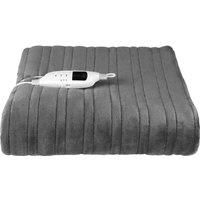 Kleeneze KL3738 Heated Blanket Throw – Electric Over Blanket, Soft Flannel Fleece, Remote Controlled, 9 Heat Settings, 1-9 Hour Timer, Machine Washable, Detachable Controller, 120W, 160 x 130cm, Grey