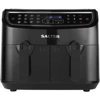 Salter EK4548 Dual Cook Pro Air Fryer with 12 Cooking Functions and Sensor Touch Display | 9 Litre | 1600 W | 2 Frying Racks for Dual Cooking | 30 Minute Timer & Adjustable Temperature Control,Black