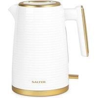 Salter EK5031WHT Palermo Textured Kettle, Electric, Cordless, 3 KW Rapid, 360 Degrees Swivel Base, Water Indicator Window, Boil Dry Sensor, Auto Shut-Off, Strix Control, 1.7 L, White and Gold