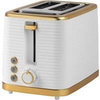 Salter Wide-Slot 2 Slice Toaster Palermo Defrost/Reheat/Cancel 930W White Gold