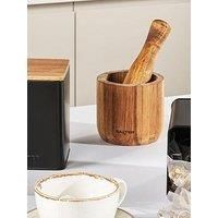 Salter BW12197EU7 Toronto Pestle & Mortar Set – Acacia Wood Large Bowl & Grinder, Hand Crusher For Food, Herbs, Spices, Seeds, Pesto, Solid Wood, Durable, 11cm Diameter Mortar, Pestle - 3.7 x 3.3cm