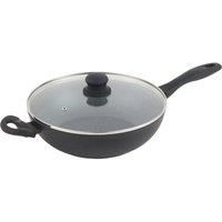 Russell Hobbs RH02812EU7 Wok with Lid, Non-Stick Stir Fry Pan, Induction Hob Suitable, Cook with Little or No Oil for Healthy Meals, Soft Grip Handle, Metallic Marble, Forged Aluminium, 28 cm