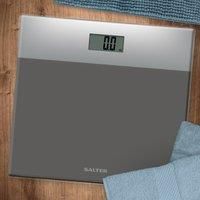 Salter 9206 SVSV3R Digital Bathroom Scale – Body Weighing Glass Electronic Scales, Easy Read LCD Display, Step On Activation, Max. Weight 180KG/400lbs, 15-Year Guarantee, Battery Included, Silver/Grey