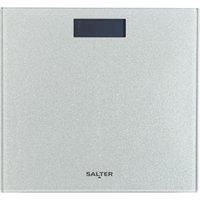 Salter 9037 SVGL3R Silver Glitter Digital Bathroom Scale, Ultra Slim Toughened Glass Platform, Large Easy Read LCD Display & Instant Weight Read Step On Feature, Max Weight 180Kg/ 28st 8lbs