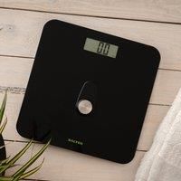 Salter 9224 BK3R Eco Power Digital Bathroom Scale – Electronic Body Weight Scale with 180KG Capacity, Tempered Glass Platform, No Batteries Required, Push to Power, Easy Read LCD Display, Black