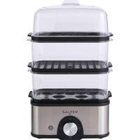 Salter EK5885 3-Tier Food Steamer, Compact Multi-Cooker, 3 Steam Baskets, Electric Egg Cooker with 8-Egg Capacity, Vegetable Steamer, 60-Minute Timer, 3L Capacity, Cook Foods Simultaneously, 500W