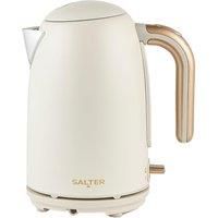 Salter Pebble 1.7 L Fast Boil Electric Tea Kettle Flip Lid 3kW Cream/Gold