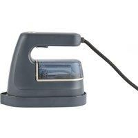 Beldray BEL01610 2 in 1 Garment Steamer-Mini Travel Iron, One Temperature, Use on All Fabrics, Heatproof Storage Base, Non-Stick Ceramic Soleplate, 100ml Water Tank, 1200W, Platinum/Grey