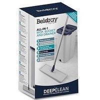 Beldray LA030223FEU7 Deep Clean Flat Mop & Bucket Set, Dual Compartment Self-Wringing Dirt Scraper 5.5L Bucket, Washable/Reusable Microfibre Head, Wood/Vinyl/Tile Hard Floor Cleaning