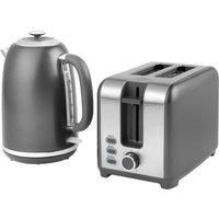 Salter COMBO-8799 Kettle And Toaster Set – Grey 1.7L Fast Boil Kettle With Pull Top Lid, 2-Slice Electric Toaster, 360° Swivel Base, Water Window, 7 Browning Levels, Indicator Lights, Cosmos, 3kW/930W