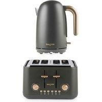 Salter Grey Pebble Kettle & 2-Slice Toaster Set, 1.7L, Fast Boil, Wide Slots