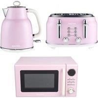 SALTER Retro Combo-9362 4-slice Toaster, Jug Kettle & Solo Microwave Bundle - Pink, Pink