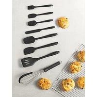 Salter BW12838EU7 Bakes Silicone Utensil Set – 8 Piece Cooking & Baking Tools, Turner, Spoons, Spatulas, Scraper, Brush, Whisk, Stain-Proof, Hanging Hooks, BPA-Free, Easy Clean, Heat Resistant, Black