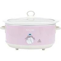 Salter Retro 6.5L Slow Cooker – 3 Heat Settings & Keep Warm, Dishwasher Safe Ceramic Pot, Tempered Glass Lid, Cool Touch Handles, Family Cooking, Stews, Casseroles, Curries, Pink, 200W, EK6250PNK