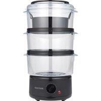 Salter Kuro 3-Tier Food Steamer – 7.5 L, Electric Vegetable Steamer, 60 Min Timer, 600ml Rice Bowl, 3 Steam Baskets, Healthy Nutrient Cooking, Simultaneous, Collapsible, Easy Store, Black EK6351MBLK