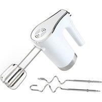 Salter Boston Hand Mixer – 5 Speeds & Turbo Setting, Eject Function, Extra Long Dishwasher Safe Attachments, Beater/Dough Hooks, Handheld Mixing, Home Baking Mixer, 300W, Ice White Shimmer