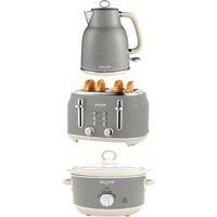 Salter Retro 1.7L Kettle, 4 Slice Toaster & 3.5L Electric Slow Cooker Set Grey