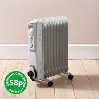 2000W 9 Fin Oil Filled Radiator Grey