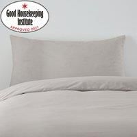 Non Iron Plain Dye Kingsize Silver Pillowcase Pair Silver