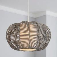 Weave Wicker Natural Easy Fit Pendant Grey