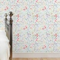 Dorma Wildflowers Wallpaper White/Red/Blue
