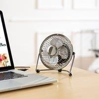 Chrome USB 4 Inch Desk Fan Chrome (Silver)
