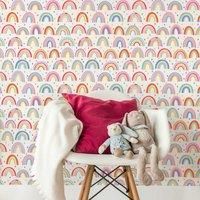 Over The Rainbow Wallpaper White/Red/Pink/Blue