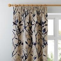 Zen Jacquard Blue Pencil Pleat Curtains Grey and Blue