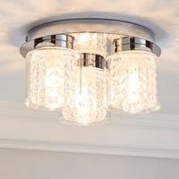 HyLighton 3 Light Glass Bathroom Flush Ceiling Fitting Clear