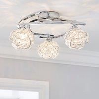 Cecilie 3 Light Crystal SemiFlush Ceiling Fitting Silver