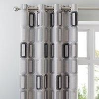 Elements Dahl Dove Grey Eyelet Curtains Grey and Black