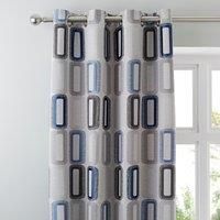 Elements Dahl Blue Eyelet Curtains Blue and Grey