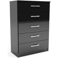 Lynx Black 5 Drawer Chest Black