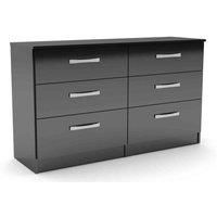 Lynx Black 6 Drawer Chest Black