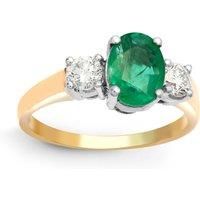 18ct Gold Diamond Green Emerald Trilogy Engagement Ring 8mm - 18R569