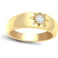 Mens 9ct Gold 0.25ct Diamond Domed Band Solitaire Ring 7mm - 9R248