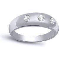 Jewelco London Men/'s Solid 9ct White Gold Rub Over Set Round H I2 0.33ct Diamond Domed Band Trilogy Ring 7mm