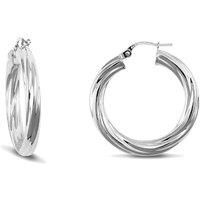 Sterling Silver Jewelco London Twist Hoop Earrings - 4mm - 2.7cm