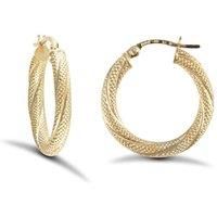 9ct Gold Snake Skin Twisted 3mm Hoop Earrings 20mm - JER457B