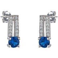 Sterling Silver Jewelco London Blue CZ Semi Split Stud Earrings