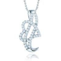 Sterling Silver CZ Coeur-de-Rouleaux Heart Necklace 16>18 inch - RE22654