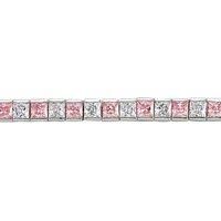 Silver Pink Princess Cut CZ Eternity Tennis Bracelet 4mm 7.5inch - GVB103