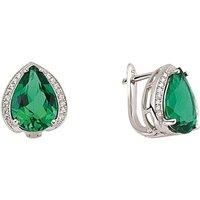 Silver Green Pear CZ Tears of Joy Drop Earrings - GVE316