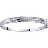 Silver Jewelco London CZ 2 Row Eternity Bangle Bracelet 6mm