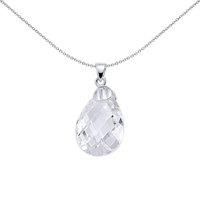 Silver Jewelco London Pear CZ Pear Drop Charm Necklace 18 inch