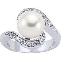 Silver CZ Pearl Tornado Spiral Full Moon Dress Ring 11mm - GVR231
