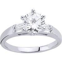 Silver Baguette CZ Shoulder-Set 6 Claw Solitaire Engagement Ring - GVR345
